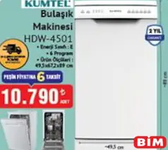 KUMTEL HDW-4501 BULAŞIK MAKİNESİ fiyat ve kampanya bilgisi